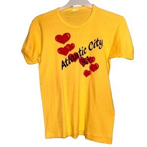 Vintage Atlantic City T Shirt 80s Size Small Yellow Rollerskate Single Stitch